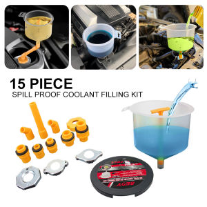 Spill Proof Coolant Filling Kit 15Pcs/Set Fit Universal Vehicles Plastic Filling Funnel Spout Pour Oil Tool