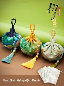 MONLEYTA | Túi đựng hương Trung thu Hoa lục bình Túi đựng hương thêu DIY Phụ kiện treo Túi đựng hương phong cách cổ điển