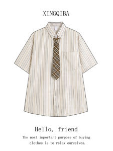 Áo Sơ Mi Nữ Phong Cách Hàn Quốc JK Sọc Vàng Tay Ngắn Thường Ngày Mùa Hè 2025 Cổ Polo Dài Thường Chất Liệu Polyester