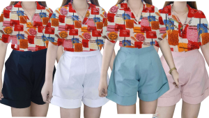 AAFS - AXALEN TERNO SHORTS WITH SIDE POCKETS PRINTED COORDINATES