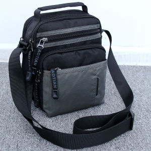 กระเป๋าสะพายข้างผู้ชาย กระเป๋าผู้ชายแบรนด์ ฮิตกระเป๋าสะพายข้างผ้า ไนลอนกันน้ำสะพายไหล่ แบบลำลอง กระเป๋าเป้ใบเล็กพกติดตัว หลายชั้น ปริมาณเล็ก