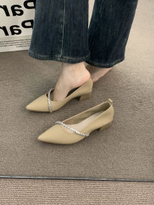 Knee High Mary Janes Womens Shoes Spring Autumn Commute Evening Fashionable Pointed Toe Flat Heel Korean Style Ultra-Fine Fiber