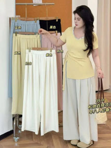 Quần Ống Rộng Cạp Cao Rộng Rãi Cho Nữ Mùa Hè 2025 Phong Cách Hàn Quốc Quần Dài Thường Ngày Thoải Mái Thoáng Khí