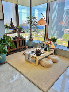 Japanese Style Bamboo Woven Carpet Tatami Mat Living Room Bedroom Floor Pad Tea Room Meditation Pad Balcony Tea Table Ground Pad