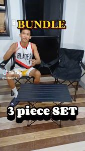 【CEMAL】(Black 3-piece set) (2 CHAIRS+1 TABLE)Outdoor Camping Chair and Table picnic/beach portable folding