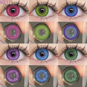 2ชิ้นคอสเพลย์สีคอนแทคเลนส์บ้าสีฟ้าคอนแทคเลนส์อะนิเมะสีดําตาเลนส์ฮาโลวีนความงามแต่งหน้าโดยตรงจัดส่ง
