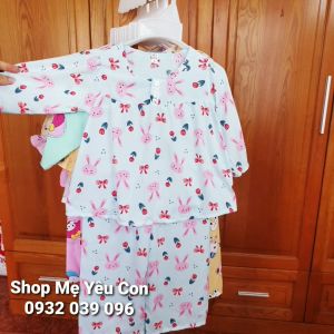 Bộ dài tay bé gái Size 7 (18-19kg) Tole/lanh 2 da loại 1 mát rượi. Có nút cài phía trước cổ áo.