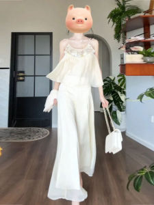 CHANGTONG | New Chinese and French Style Fashionable and Unique Strap Trousers Set