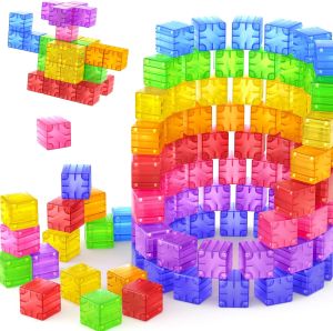 Magnetic Building Blocks Toy Transparent Magnetic Cubes Construction Set Preschool STEM Educational Sensory Toys Gift