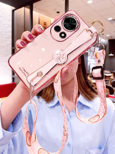 Huawei Nova13 pro Womens Soft Silicone Phone Case with Lanyard Crossbody Protection Full Cover Anti-fall Shockproof Black AL80