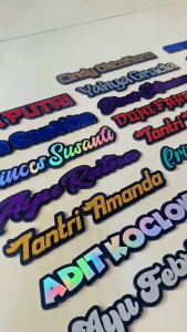 Emblem Custom Nama Satuan Emblem Akrilik 2mm + Double Tap Motor / Mobil Universal / Emblem Nama