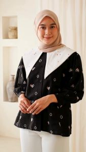 Blouse Batik Wanita Modern: Desain & Kancing Lengan Panjang New Jumputan