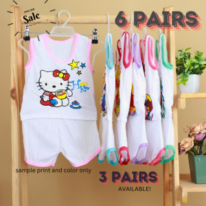 12/6/2 PCS COTTON SABRINA SHORT TERNO BABY GIRL 6/3/1 PAIR