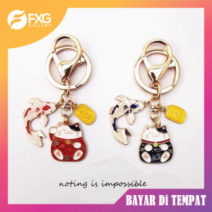 FXG Gantungan Kunci Hoki Lucky Jepang Keychain ikan Kucing Lucu Untuk Tas Mobil Rumah KEY10