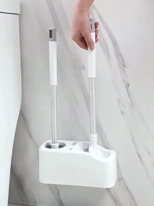 Goldstar 4in1 Toilet Brush Set with Silicone Bristles and Wall-mounted Holder Bathroom Brush Toilet Wand