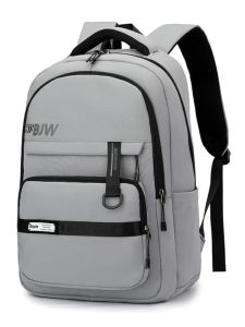 Korean Style Student Backpack for High School Girls Grades 3 to 5 Double Shoulder Lightweight Nylon Zipper Closure Pure Color