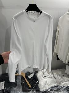 Spring 2025 Womens Casual Long Sleeve round Neck T-shirt Versatile Loose Top Comfortable Korean Style Straight Cut Cotton