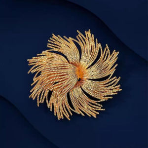 New Vintage Golden Sparkling Pin Flower Brooch Womens Elegant Fashion Accessory Pin for Lapel Shirt Quality Craftsmanship