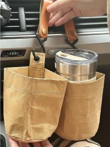 Creative Multi-Functional Car Vent Mounting Bag Holder Outdoor Leather Paper Hanging Bag Storage Organizer Vehicle Interior Accessories