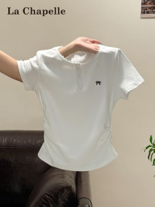 La Chapelle | White Lace Trimmed Short T-Shirt