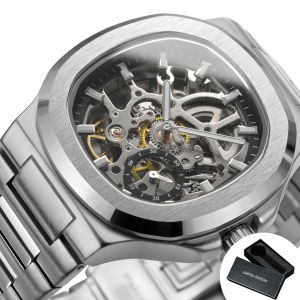 Forsining | Forsining Fashion Skeleton Automatic Watch for Men Small Dials Luminous Hands Stainless Steel Strap Business Casual Mens Watches