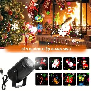 Đèn LED Giáng Sinh Chiếu Đèn USB Xoay Đèn Sân Khấu 16 Hoa Văn Halloween Quà Giáng Trang Trí Đèn Laser Ngày Lễ Bầu Không Khí Đèn