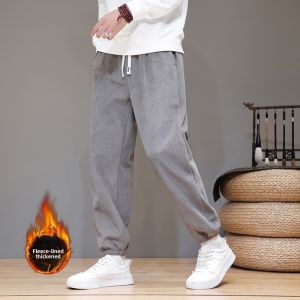 Mens Winter Thickened Fleece Lined Corduroy Wide Leg Pants Harlan Trousers plus Size Casual Fashion Urban Style Long Pants