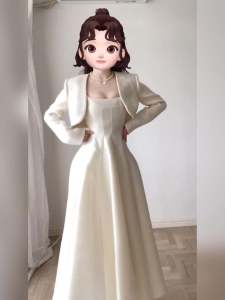 Phong Cách Pháp Áo Khoác Ngắn Nữ Thanh Lịch Vòng Eo -Cinching Đầm Set High Vòng Eo Chân Váy Chữ A Khóa Kéo Đóng Cửa Mùa Thu Mùa Đông Thời Trang