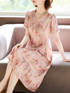 Mothers Day Fashionable Summer Dress Short Sleeve Wide Wife Middle Aged And Elderly Womens Clothing Elegance Long Skirt