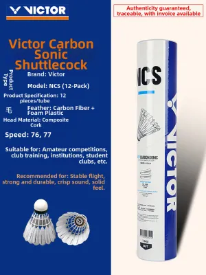 VICTOR New Carbon Sound NCS MAX Synthetic Badminton Shuttlecocks Stable Flight Training High Speed Composite Cork Superior Durability