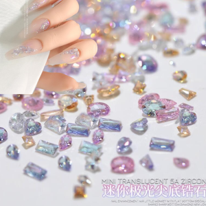 50Pcs/Bag 3D Mixed 5A Mini Zircon Nail Charms 1-4mm Sparkle Aurora Sharp Diamond Nail Art Rhinestone DIY Manicure Decoration Gem