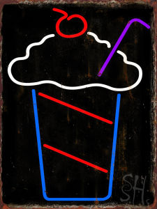 Neon Ice Cream Metal Tin Sign for Dessert Shop Home Kitchen Iron Plate Vintage Poster Cafe Western Restaurant Wall Decor Plaques