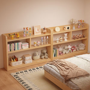 ตู้หนังสือไม้เนื้อแข็งบางเฉียบสำหรับห้องนอน เรียงลำดับของเส้นทางเดินเลี้ยวโค้งเล็ก ชั้นวางของติดผนัง ชั้นวางหนังสือต่ำ จัดระเบียบของใช้ในครัวเรือน