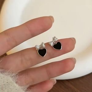 ESCOBAL✨ต่างหูเงินแท้ Bow Heart สไตล์สวยหรู ต่างหูเพชร ตุ้มหูเงินแท้ ต่างหูแฟชั่น ตุ้มหูเงินแท้ ต่างหูน่ารัก earring ใส่ได้ทุกโอกาส ของขวัญแทนใจ