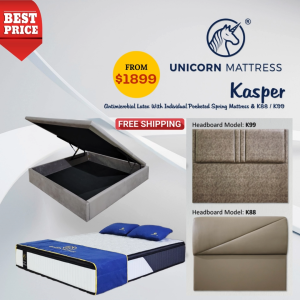 Unicorn Kasper 12 Inch With Latex Pocketed Spring PillowTop Mattress +Storage Bedframe K88/K99 Bundle Set