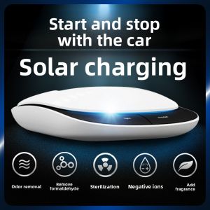 Solar Powered Car Air Purifier Negative Ion Generator Oxygen Bar Odor Eliminator Smoke And Formaldehyde Removal Car Aromatherapy