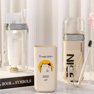 JIYAN2866 Tooth Cylinder Wall-mounted Mouthwash Cup Storage Rack Toothpaste Dispenser Mouthwash Cup Household Toothbrush Cup Holder Bathroom Supplies