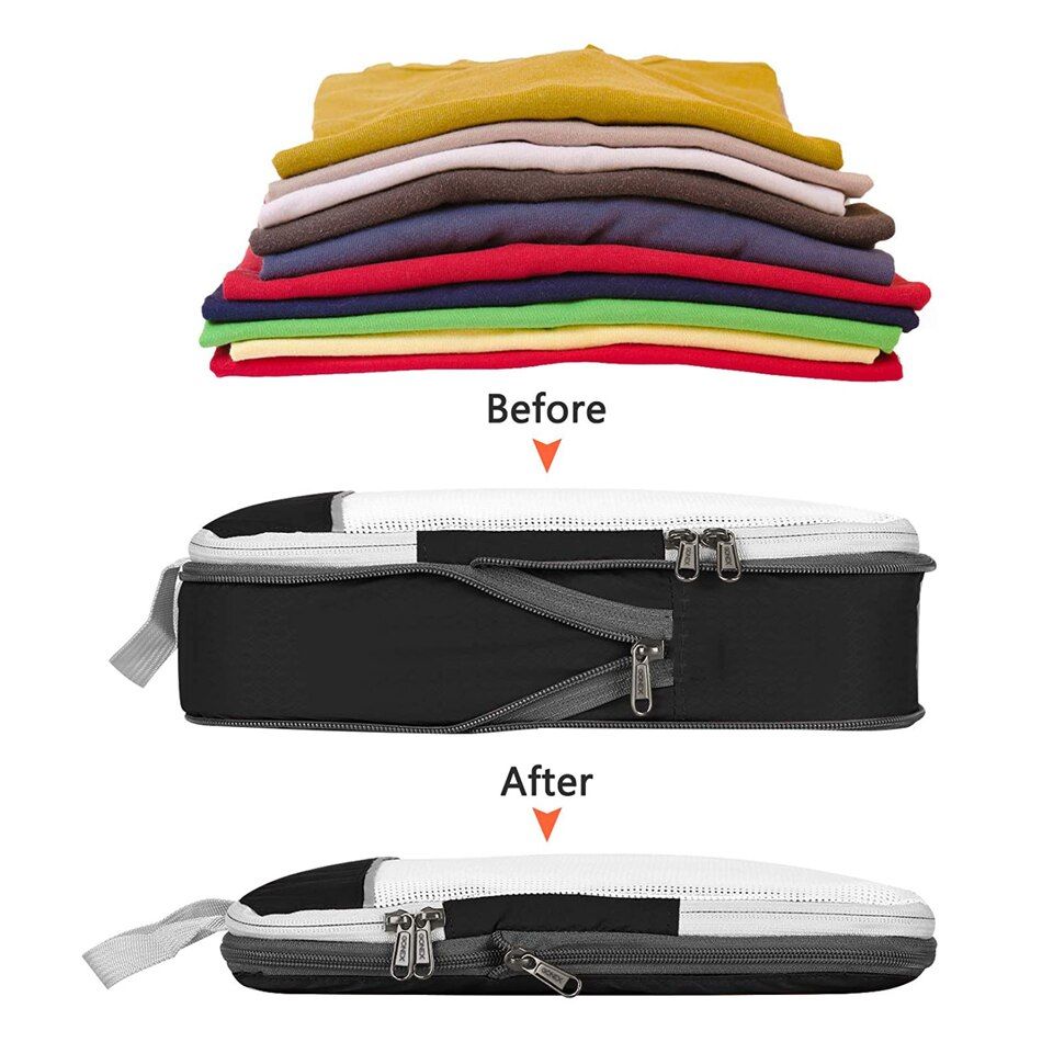 Set di 3 organizer da viaggio comprimibili, capienti e adatti a ogni occasione, nei colori nero, blu e grigio.
_voghion.com