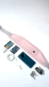 Okey Shop 1Pcs Slim Running Belt for Women and Men Small Fanny Pack Waist Pack Money Belt Phone Holder for Running Reflective Running Pouch Belt for Hiking Cycling Workout