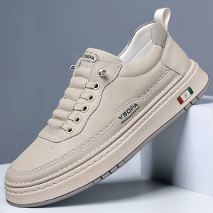 Luxurious Mens Leather Shoes Casual Sporty Style Soft Bottom Versatile Autumn Winter Loafers Trendy White Sneakers for Men