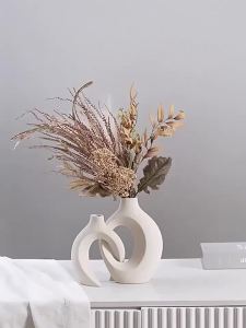 European Style White Plastic Vase Set Simple Creative Home Decor for Living Room Entryway TV Cabinet