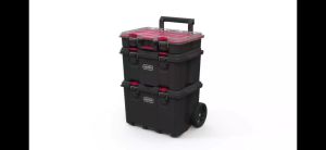 USA Keter Stack & Roll Stack N Roll Multi Layer Tool box with Wheel Stackable Professional Toolbox Rigid Rolling Tool box