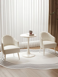 Creamy Style Single Sofa Bistro Table Chair Set for Beauty Salon Nail Salon Hotel Room Outdoor Balcony Adult Leisure Furniture
