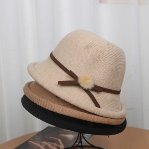 หมวกประมงที่อบอุ่นและสไตล์สําหรับผู้หญิงที่ถักด้วยผ้าฝ้ายโพลีเอสเตอร์รูปร่างโดมสไตล์การพักผ่อนสั้นในฤดูใบไม้ร่วงฤดูหนาวเหมาะสําหรับการช้อปปิ้ง