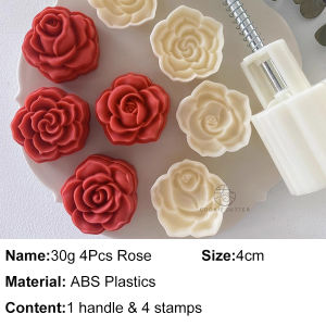 4Pcs/Set 30g 50g Mid-Autumn Mooncake Press Mold Chinese Rose Flower Shape Cookie Stamp Creative Mung Bean Cake Pastry Items