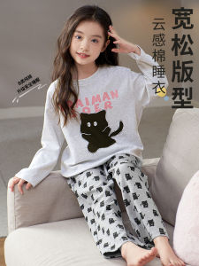 New 2025 Childrens Sleepwear Cotton Princess Style Long Sleeve Home Clothes for Girls Spring Autumn Season Comfortable Soft