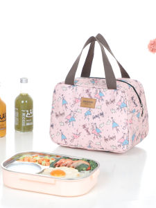 Korean Style Student Lunch Box Bag Childrens Handbag with Four Grids Lunch Bag Cartoon Design Handmade Storage Bag for School