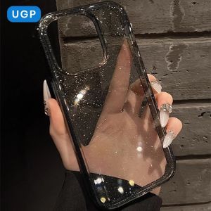 2025 New iPhone Case for Apple Official 17Promax Women Full Cover Transparent Desert Gold Flash Powder iPhone16 Luxury Sense