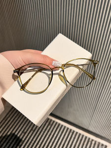 Japanese Style Ultra-Light Cold Brown TR Anti-Blue Light Glasses with Myopia Female Face without Makeup Gadget Face Smaller Plain Glasses Radiation