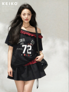 KEIKO | American Sweet and Spicy Style Outfit Set T-Shirt Skirt